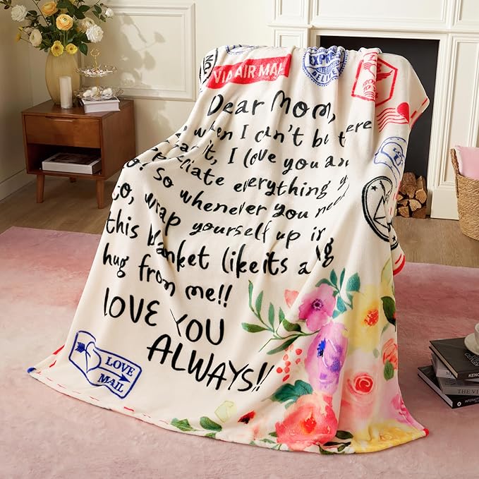 Joiedomi Mothers Day Blanket Gifts for Mom Birthday Gifts Soft Flannel Blanket for Mom Grandma from Daughter Son 60" x 80" Colorful