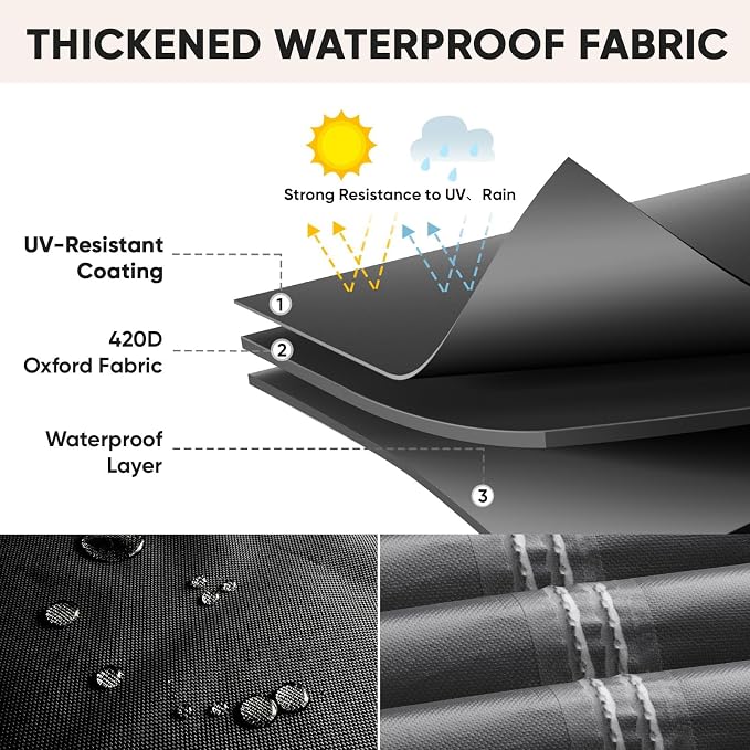 BALEINE Patio Furniture Covers, Outdoor Furniture Covers Waterproof, Heavy Duty Oxford Patio Table Cover for Outdoor Table, Chair, Sofa, Desk (Black, 108"L x 82"W x 28"H) - Image 4