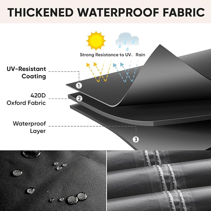 BALEINE Patio Furniture Covers, Outdoor Furniture Covers Waterproof, Heavy Duty Oxford Patio Table Cover for Outdoor Table, Chair, Sofa, Desk (Black, 138"L x 86"W x 32"H) - Image 4