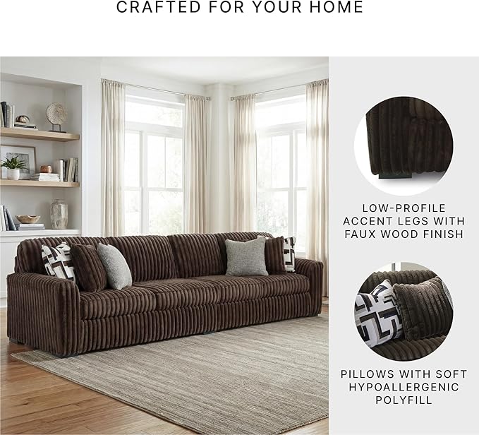 Signature Design by Ashley Midnight-Madness Contemporary Symmetrical 2-Piece Sectional with Reversible Seat Cushion, Dark Brown