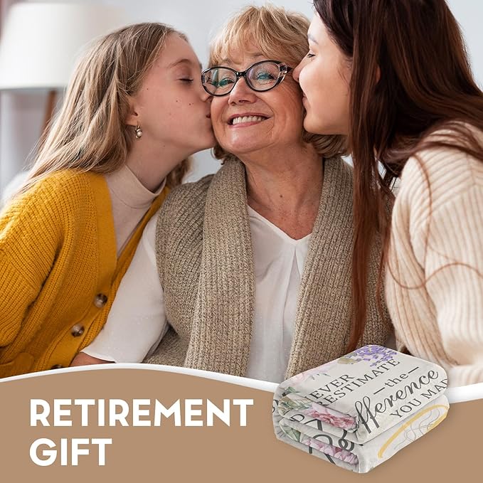 Retirement Gift for Woman, Retirement Blanket for Women/Men, Farewell Gifts for Coworkers, Going Away Goodbye Present for Mom Teacher Nurse Throws Blankets 60"x50"
