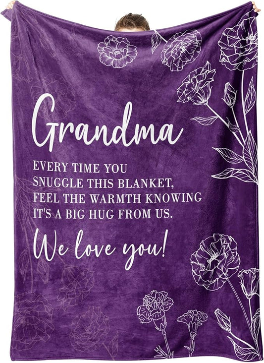 Mothers Day Grandma Gifts, Birthday Gifts for Grandma from Grandkids, to My Grandmother Soft Throw Blanket 50" x 60", Purple