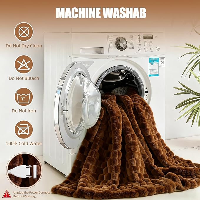 Eastsora Heated Blanket Electric Blanket Heating, Dual Control Soft Ribbed Faux Fur Electric Blanket with 12 Heat Levels 12H Timer ETL FCC Certified Machine Washable (Camel, King Size - 90" x 100")