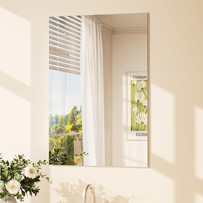TETOTE Frameless Mirror 20" x 30" Bathroom Mirrors for Wall with 4mm Tempered Glass, Suitable for Bedroom, Entryway, Hallway, Gym, Vertically/Horizontally by TETOTE