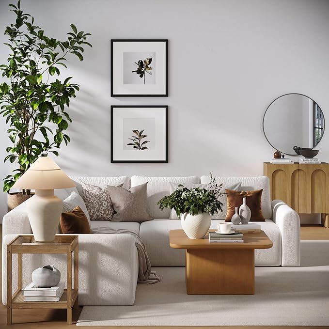 Nathan James Rein Organic Modern Coffee Table, Rustic Wood Square Coffee Table with Rounded Edge, Pedestal Coffee Table for Living Room, Light Brown