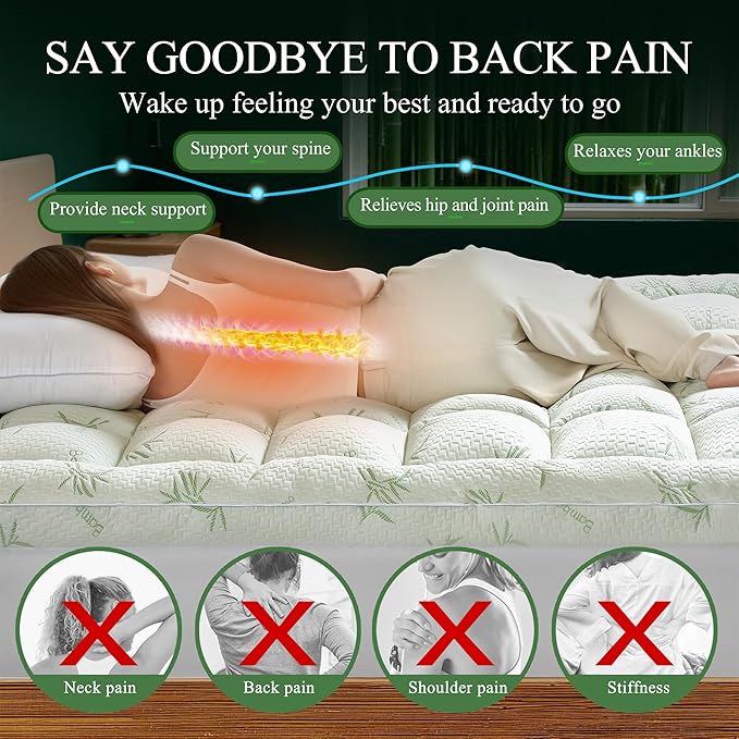 3 Inch King Mattress Topper, Plush Pillow Top Matress Topper for Back Pain Relief, Cooling Mattress Pad with 6"-18" Deep Pocket, Rayon Derived from Bamboo,Oeko-TEX Certified (78"x80")