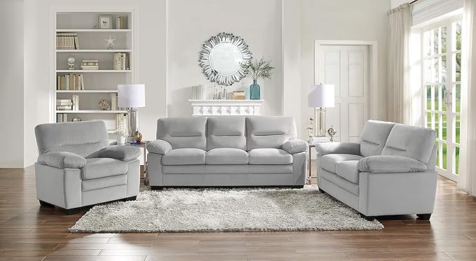 Lexicon Single Sofa Chair for Living Room Accent Chair, Upholstered Armchair Comfy Chair for Bedroom/Office/Waiting Room, Gray