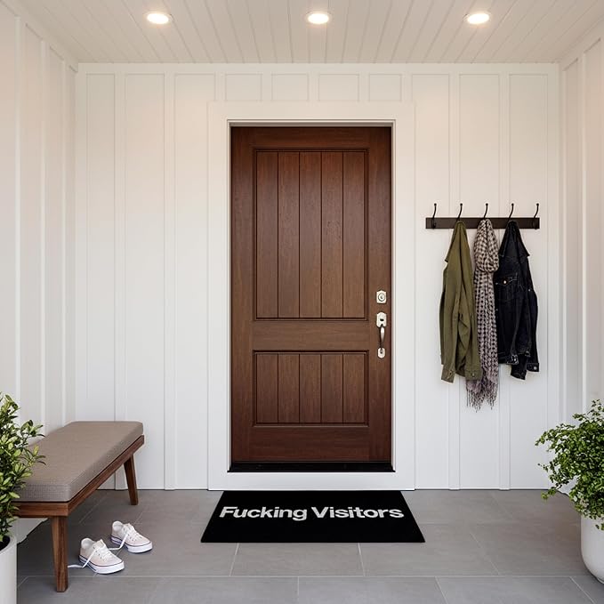 Fisura – Door mat Entrance “F*cking Visitors” Made of Coconut with Non-Slip PVC Backing. Hand-Painted Black Indoor Rug with White Letters. Fun Message Doormat. 30 x 18 inches. - Image 7