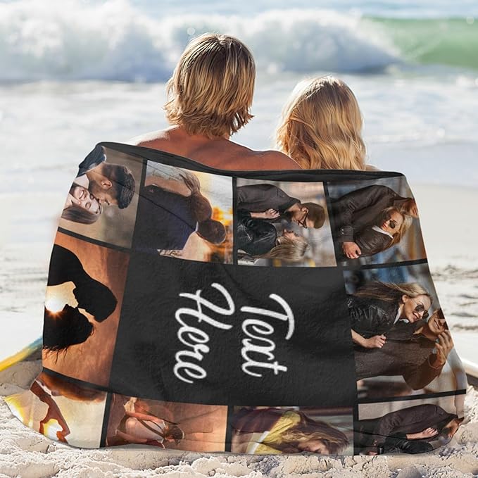 Printwoo Custom Blanket with Picture Text Customized Throw Personalized, Customizable, Photo Blankets Customize Gifts for Mom, Dad, Couple, Girlfriend, Boyfriend, Wife, Husband, D10 Photos-1