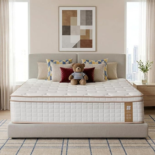 Profus Queen Mattress, 14 Inch Queen Size Mattresses, Memory Foam Mattress in a Box with Pocket Coils, Relieve Pressure with Medium Support, CertiPUR-US Certified, Hybrid Mattress Queen
