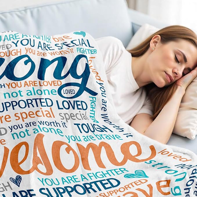 Inspirational Get Well Blanket – Super Soft Healing Throw for Women, Perfect Cancer Care Gift for Mom or Adults Recovering from Surgery 50"x60"