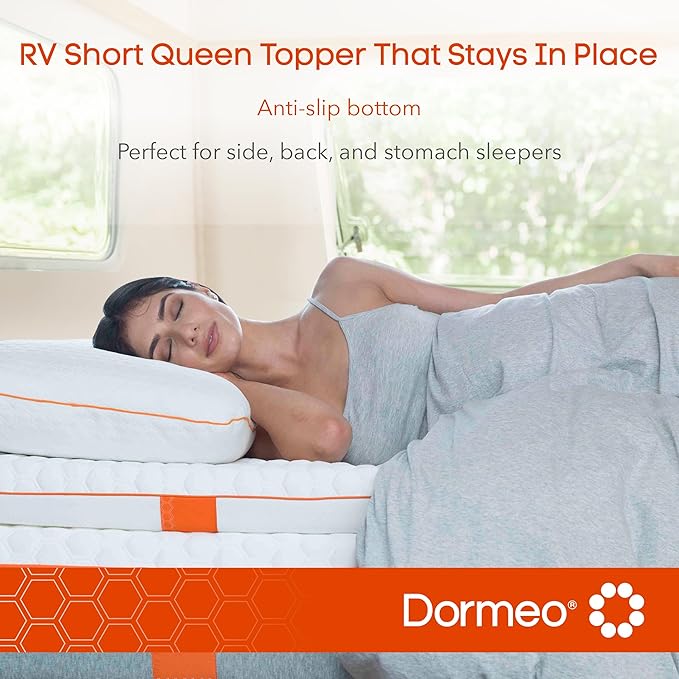 Dormeo RV Short Queen Cooling Mattress Topper with Octaspring® Technology for Optimal Back Support, Medium Firmness