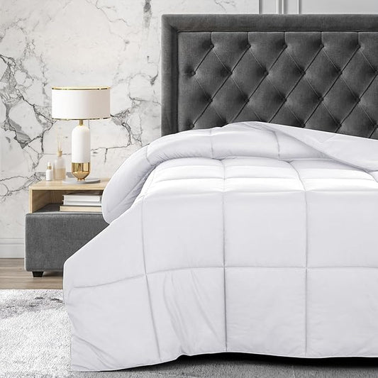 LUX Décor Twin Comforter – 92x68 Ultra-Soft Down Alternative Duvet Insert with Corner Tabs & Box Stitching, Hotel Quality Plush Microfiber Bedding, Oeko-TEX Certified - White