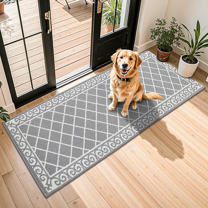 HEBE Washable Runner Rug 20"x59" Indoor Door Mat Runners,Non Slip Dirt Trapping Rug Runner Floor Mats Carpet Runners for Entryway Hallway Kitchen Garage Laundry Room by HEBE