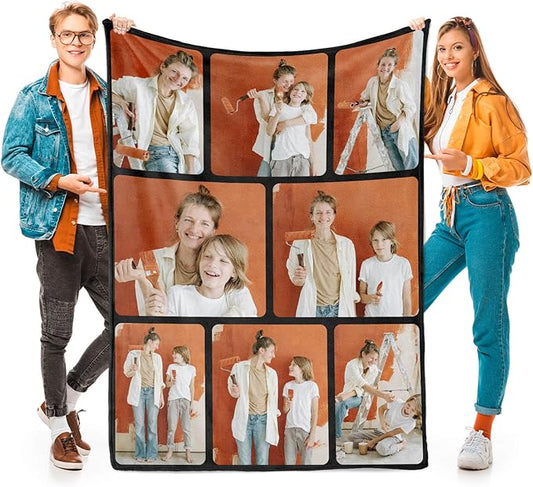 inkArts Custom Blankets with Photos for Family, Personalized Picture Blanket, Customized Blankets with Picture as Gifts for Chrimstas Birthday Mothers Day Fathers Day