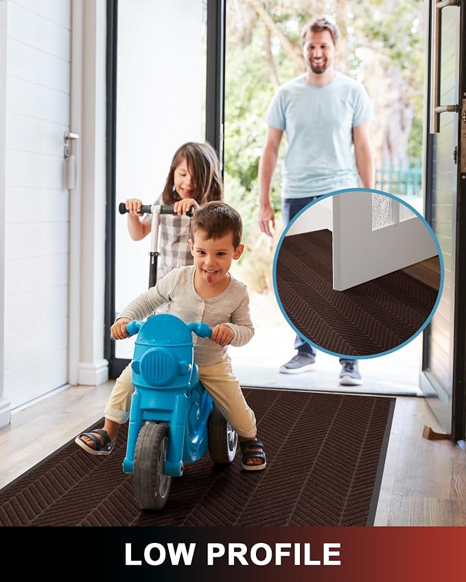 Front Door Mat Indoor Outdoor Entrance, 3' x 5' Heavy Duty Doormat for Entryway, Absorbent Low Profile Welcome Mats Non-Slip, Trap Dirt Durable Mats for Home, Patio, Garage - Image 5