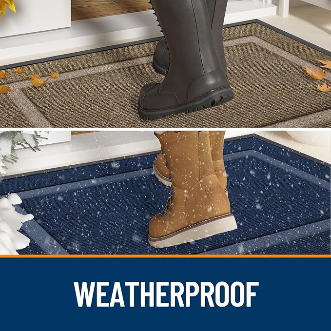 OLANLY Front Door Mat Indoor Outdoor Entrance, Waterproof All-Season, All-Weather Doormat, Sturdy Natural Rubber, Low Profile, Easy Clean Patio Porch Entryway Mat, 35x23, Charcoal Gray - Image 3