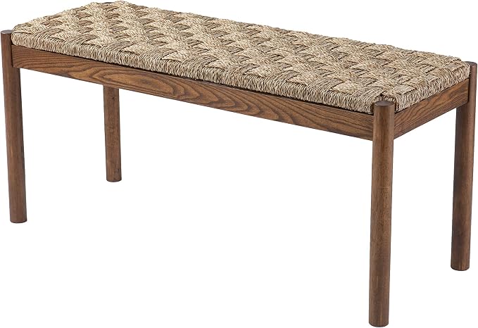 SEI Furniture Scalby Natural Seagrass Bench, Brown w/Natural Seagrass by SEIFurniture