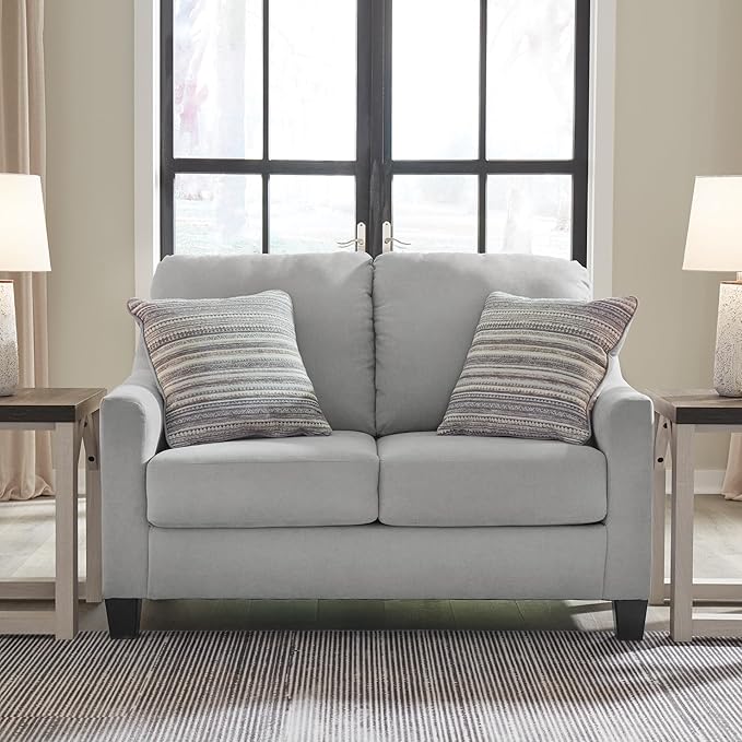 Signature Design by Ashley Adlai Casual Loveseat with 2 Toss Pillows, Light Gray