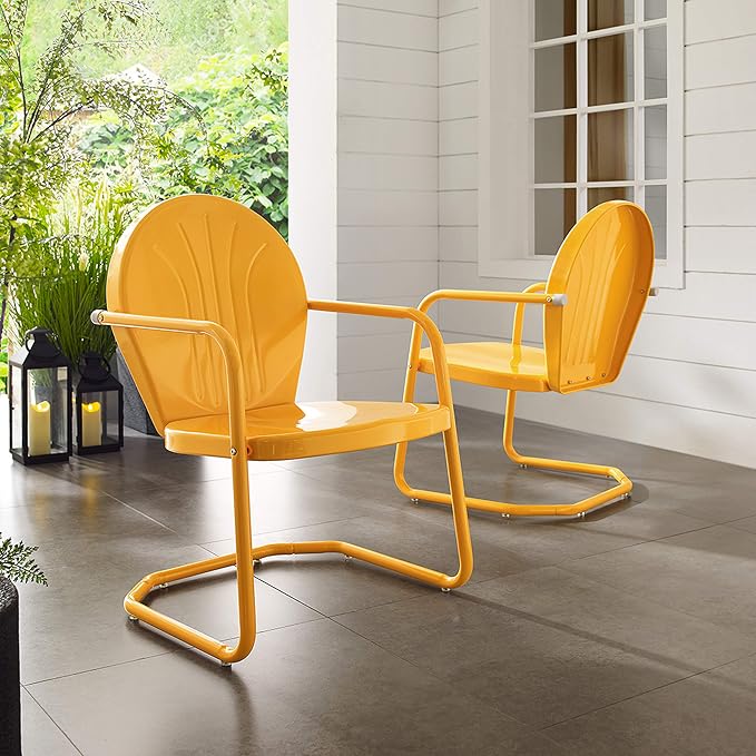 Crosley Furniture Griffith Outdoor Chair, Retro Metal Patio Chairs for Dining, Porch, Deck, Balcony, Tangerine - Image 16