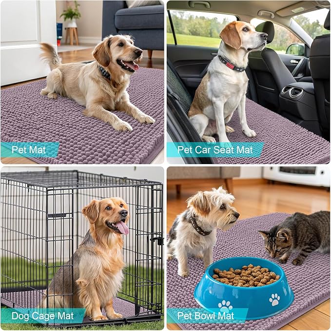 OLANLY Dog Door Mat for Muddy Paws 24x16, Absorbs Moisture and Dirt, Absorbent Non-Slip Washable Doormat, Quick Dry Chenille Mud Mat for Dogs, Entry Indoor Entryway Carpet for Inside Floor, Deep Plum - Image 7
