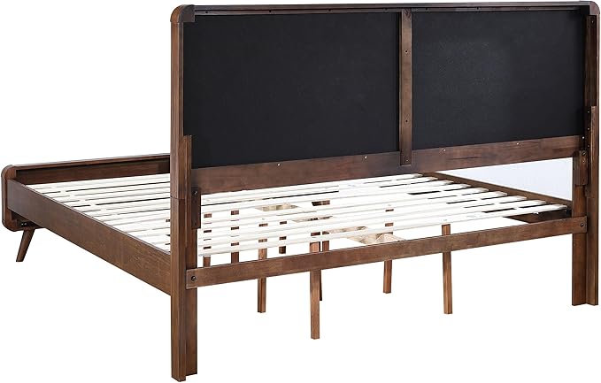 Coaster Home Furnishings Robyn Contemporary 4-Piece Bedroom Set Fabric Upholstered Eastern King Size Panel Bed Frame 53-inch Headboard Dark Walnut 205131KE-S4