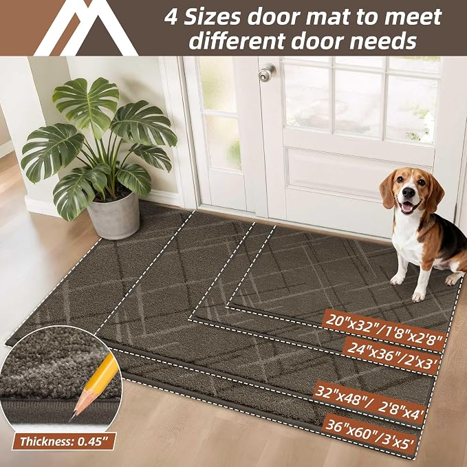 COSY HOMEER Front Door Mat Low Profile Non-Slip Doormat for Entryway, Absorbent Dirt Trapper Washable Entrance Mat, Sturdy Polyester Doormats (32"x20", Brown) - Image 5