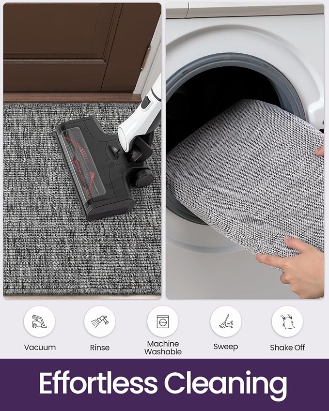 DEXI Dirt Trapper Door Mat, 31x48 Washable Doormat, Dirt Resistant and Absorbent, Easy Clean Low-Profile Floor Rugs for Entryway, Front Door, and Inside Entrance, Dark Grey - Image 8