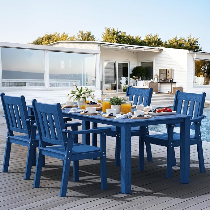 YEFU Patio Dining Chairs Set of 4: All Weather Outdoor Dining Chairs with Wide Curved Seat and Backrest - Outdoor Furniture Plastic for Outside Backyard/Garden/Porch/Deck 350lbs Capacity Blue - Image 7