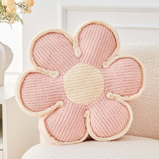 Kcvvcr Flower Pillow, Soft Flower Decorative Throw Pillow, Cute Daisy Flower Shaped Seating Floor Cushion Room D??cor Plush Pillows for Sofa Couch Bed (13.7 Inch, Light Pink)