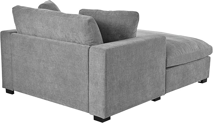 Christopher Knight Home Larrz Oversized Chaise Lounge Chair Indoor, Cozy Upholstered Sleeper Sofa Couch, Durable Wood Frame, Deep Seat Reading Chair with 2 Throw Pillows and Armrests, Gray