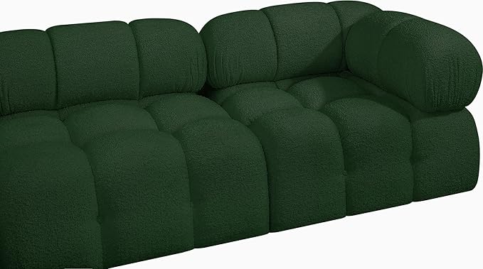 Meridian Furniture 611Green-S102A Ames Collection Modern | Contemporary Modular Sofa with Rich Green Boucle Fabric, Modular to Create Infinite Configurations, 102" W x 34" D x 28" H, Green