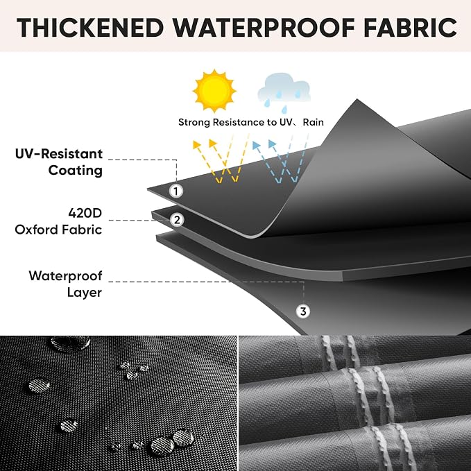 BALEINE Patio Furniture Covers, Outdoor Furniture Covers Waterproof, Heavy Duty Oxford Patio Table Cover for Outdoor Table, Chair, Sofa, Desk (Black, 86"L x 44"W x 28"H) - Image 4