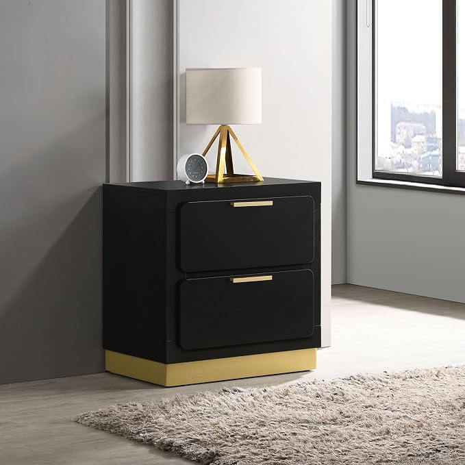 Coaster Home Furnishings Caraway Contemporary Wood 2-Drawer Bedroom Nightstand Bedside Table Organizer Unit Black 224782 - Image 2