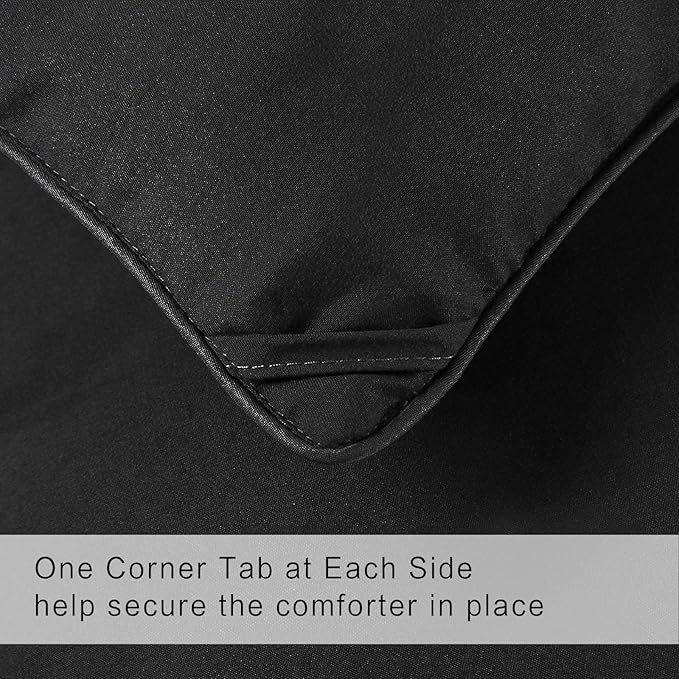 COHOME Quilted Oversized King Size Comforter - All-Season Down Alternative Duvet Insert - Luxury Hotel Winter Warm Black Comforter with Anti-Clump Tech & 8 Tabs- Reversible（98"x116"）