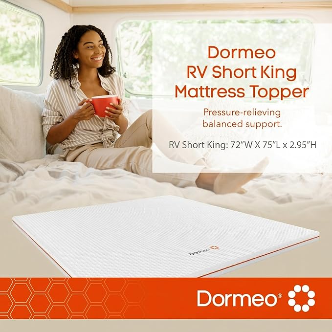 Dormeo RV Short King Cooling Mattress Topper with Octaspring® Technology for Optimal Back Support, Medium Firmness