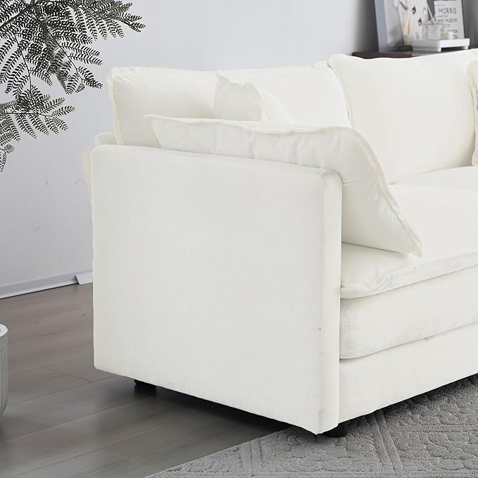 Luxury Modular Sectional Sofa with Ottoman, 111.5" Overstuffed U-Shaped Cloud Sofa, Premium Chenille Fabric Deep Seat Couch, Extra Wide Sectional for Living Room, Apartment & Office | Layer Cushions