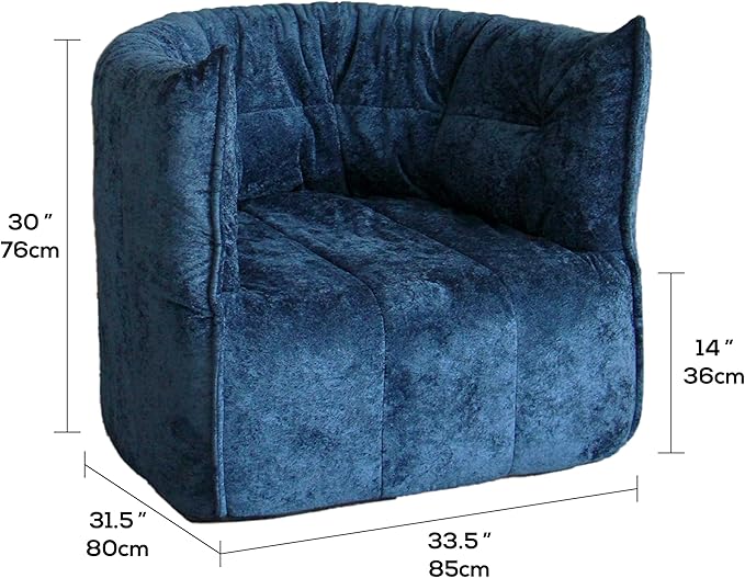 N&V Mid Century Brigantin Deep Relaxation Sofa, Soft Premium Chenille, for Living Room Bedroom and Office (Blue, Single)