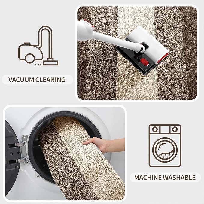 Kitinjoy Indoor Outdoor Door Mat, 40x32 Non-Slip Absorbent Dirt Trapper, Low-Profile Washable Inside Entrance Front Floor Mat, Sturdy Soft Entry Doormats for Entryway, Light Brown - Image 5