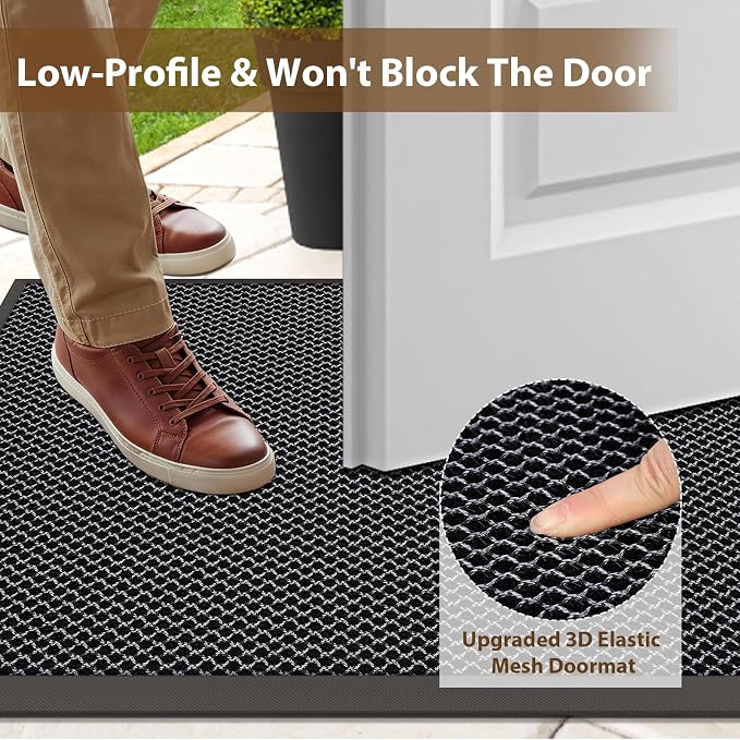 Front Door Mat Outside Entrance 32"x48" Grey,Heavy-Duty Dirt Trapper Outside Welcome Mat, Non Slip Durable Rubber Entrance Doormats for Entryway Porch, Stain Resist Waterproof All-Season All-Weather - Image 5