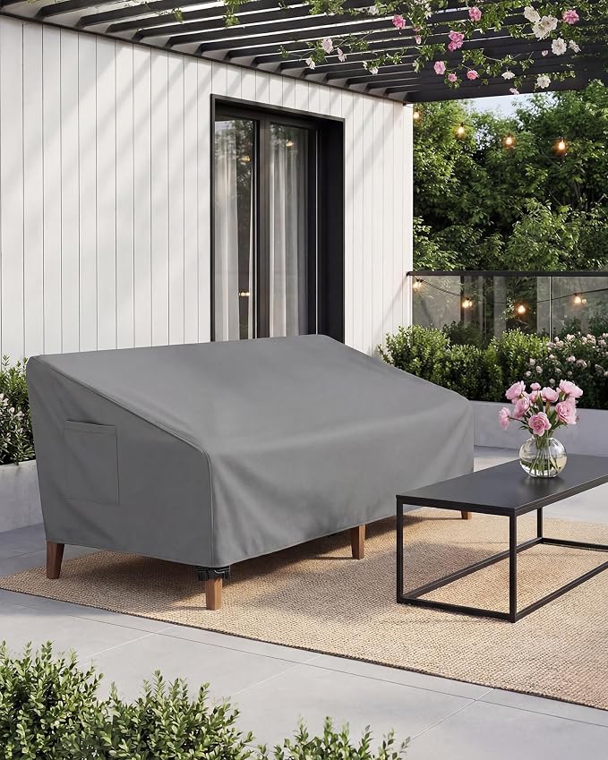 Vailge Heavy Duty Patio Sofa Cover, 100% Waterproof 3-Seater Outdoor Sofa Cover,Lawn Patio Furniture Covers with Air Vent and Handle,104" Wx 40" Dx 35" H,Grey - Image 7