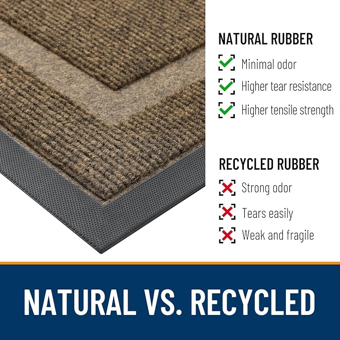 OLANLY Front Door Mat Indoor Outdoor Entrance, Waterproof All-Season, All-Weather Doormat, Sturdy Natural Rubber, Fade Resistant, Low Profile, Easy Clean Patio Porch Entryway Mat, 33x21, Brown - Image 4