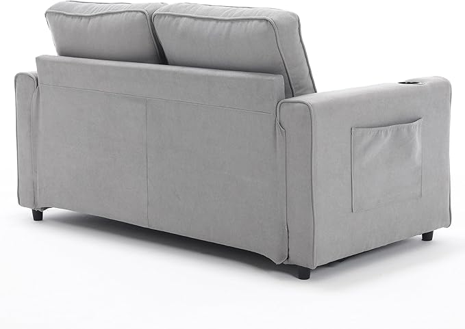 ERYE Foldable Loveseat Sofa Convertible Pull Out Sleeper Sofabed,2 Seat Tufted Upholstered Sofa Modern Convertible Sleeper Couch Bed with Cupholders and Side Pockets