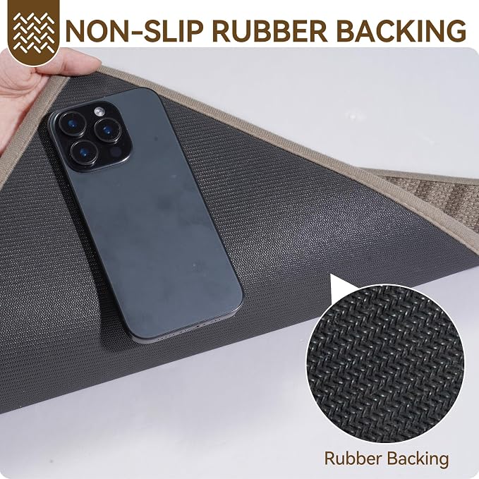 Front Door Mat 31''x47'', Absorbent Dirt Resist Washable Non Slip Low-Profile Indoor Doormat, Easy Clean Welcome Entryway Door Mats, Brown - Image 6