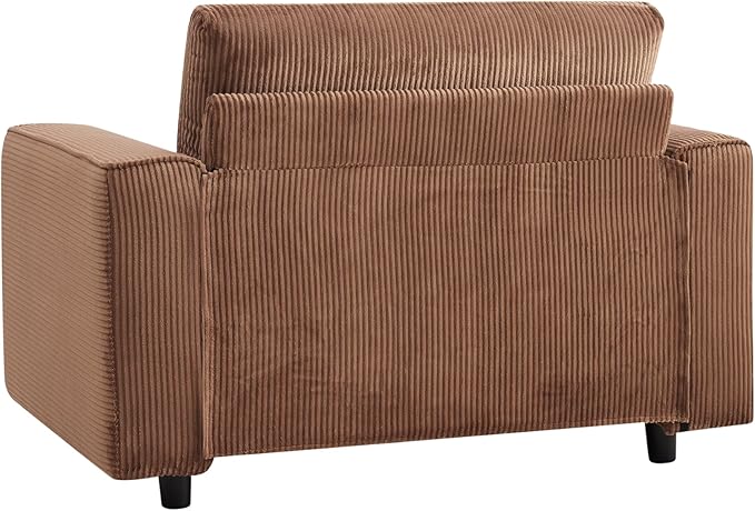 AC Pacific Derek 3 Piece Modern Corduroy Couches for Living Room, Tufted Sofas with Plush Upholstery, High-Density Foam, Sleek Black Legs, Durable Wooden Frame, Sofa, Loveseat and Chair Set, Brown