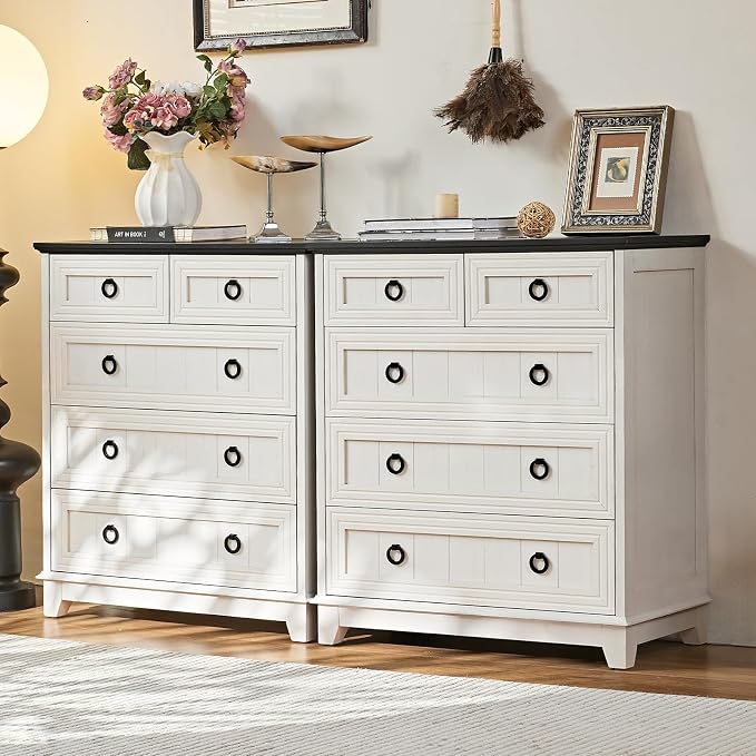Joaxswe Farmhouse 5 Drawer Dresser for Bedroom, 33.2" Tall Small Dressers & Chest of Drawers, Rustic Wood Dresser with Metal Handle, Storage Organizer Closet for Living Room, Hallway, Entryway - Image 3