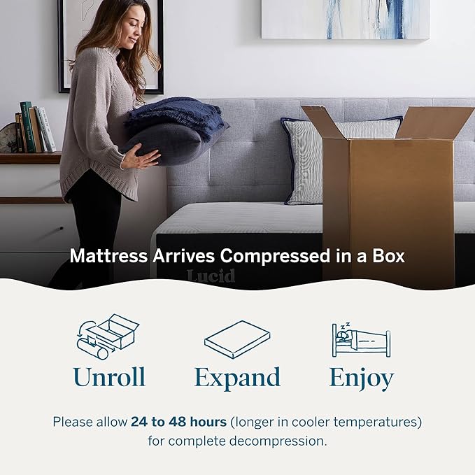 Lucid 14 Inch Memory Foam Mattress - Medium Firm Feel - Infused with Refreshing Bamboo Charcoal and Cooling Gel - Bed in a Box - Temperature Regulating - Pressure Relief - Breathable - California King