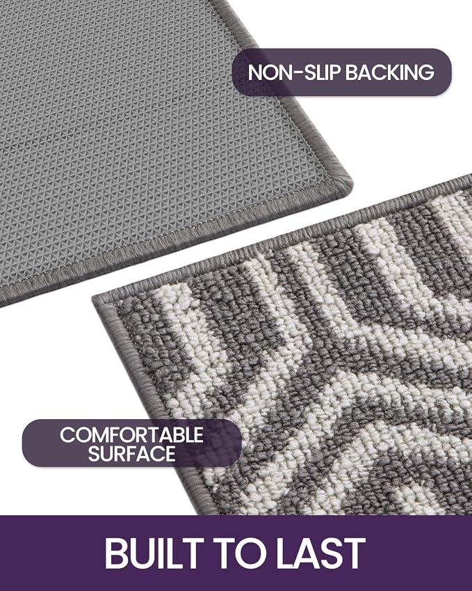 DEXI Front Door Mats for Entryway, 2x3 Non Slip Washable Low-Profile Entry Doormat, Absorbent Resist Dirt Inside Floor Entrance Mat, Patio, Grey - Image 4