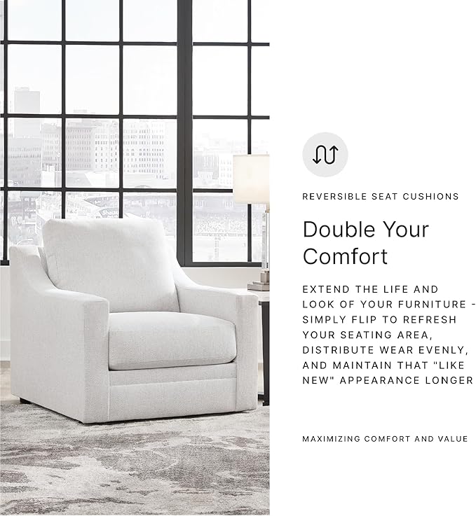 Signature Design by Ashley Maitelynn Contemporary Upholstered Chair with Non-Skid Legs, White