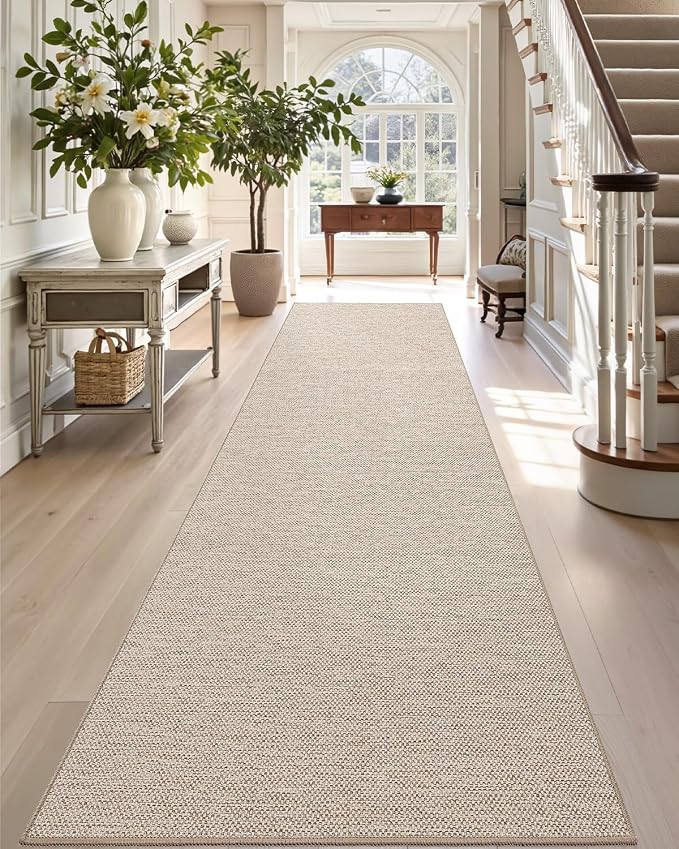 DEXI Hallway Runner Rug 2'4"x10', Non Slip Rubber Backed Runners Carpet, Ultra Thin Entryway Rugs Indoor for Kitchen Hallway Entrance Bedroom, Beige by DEXI
